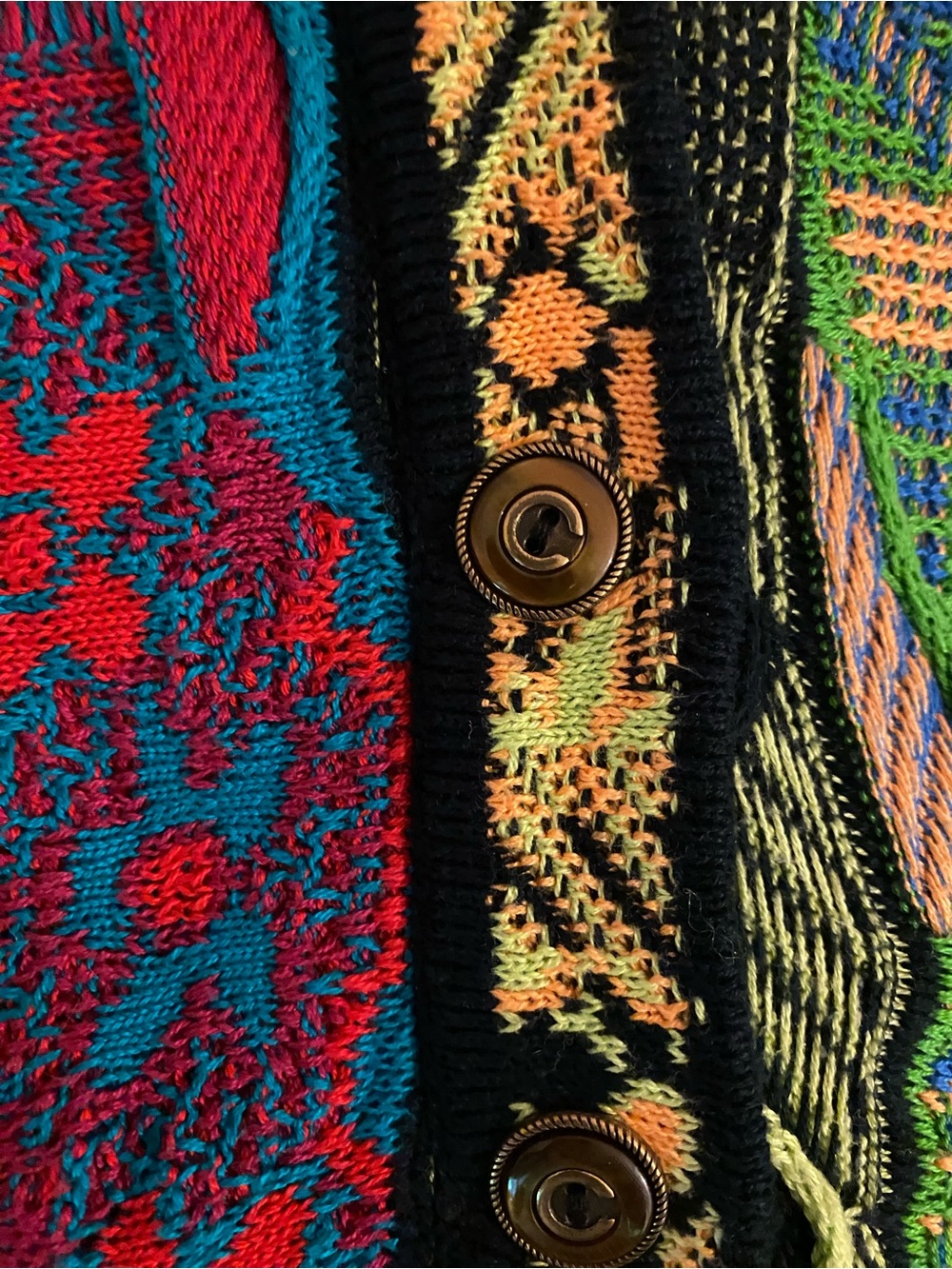 COOGI Vibrant Multi-Color Textured Cardigan Sweater - Picture 3 of 6